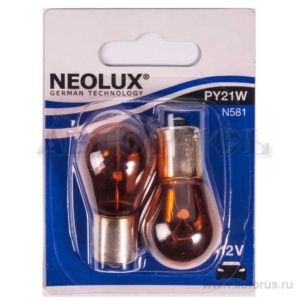 Лампа 12V PY21W 21W BAU15s NEOLUX Standart 2 шт. блистер N581-02B