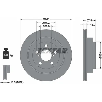 Диск тормозной задний стандартный SUBARU TEXTAR 92142100