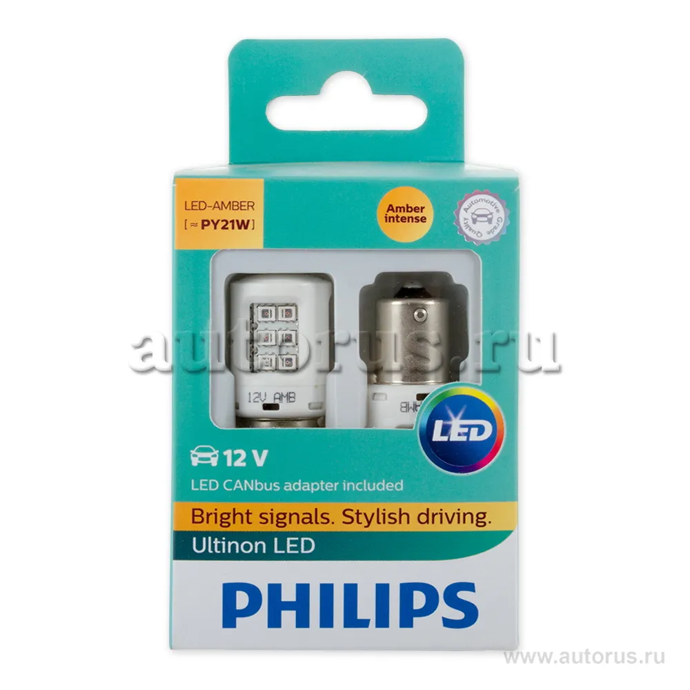 Уценка Лампа светодиодная 12V PY21W 21W PHILIPS LED+ smart Canbus 2 шт. картон 11498 ULAX2-N0
