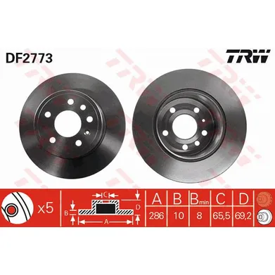 Диск тормозной задний TRW DF2773