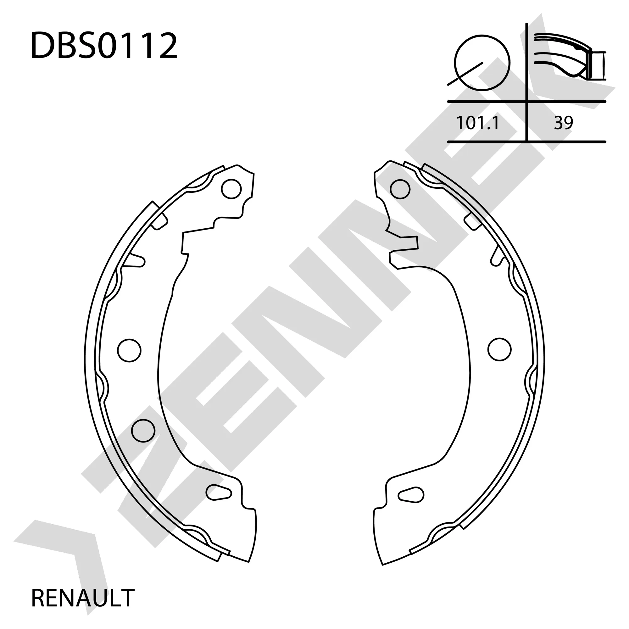 Колодки тормозные барабанные RENAULT MEGANE I 95-01 ZENNEK DBS0112