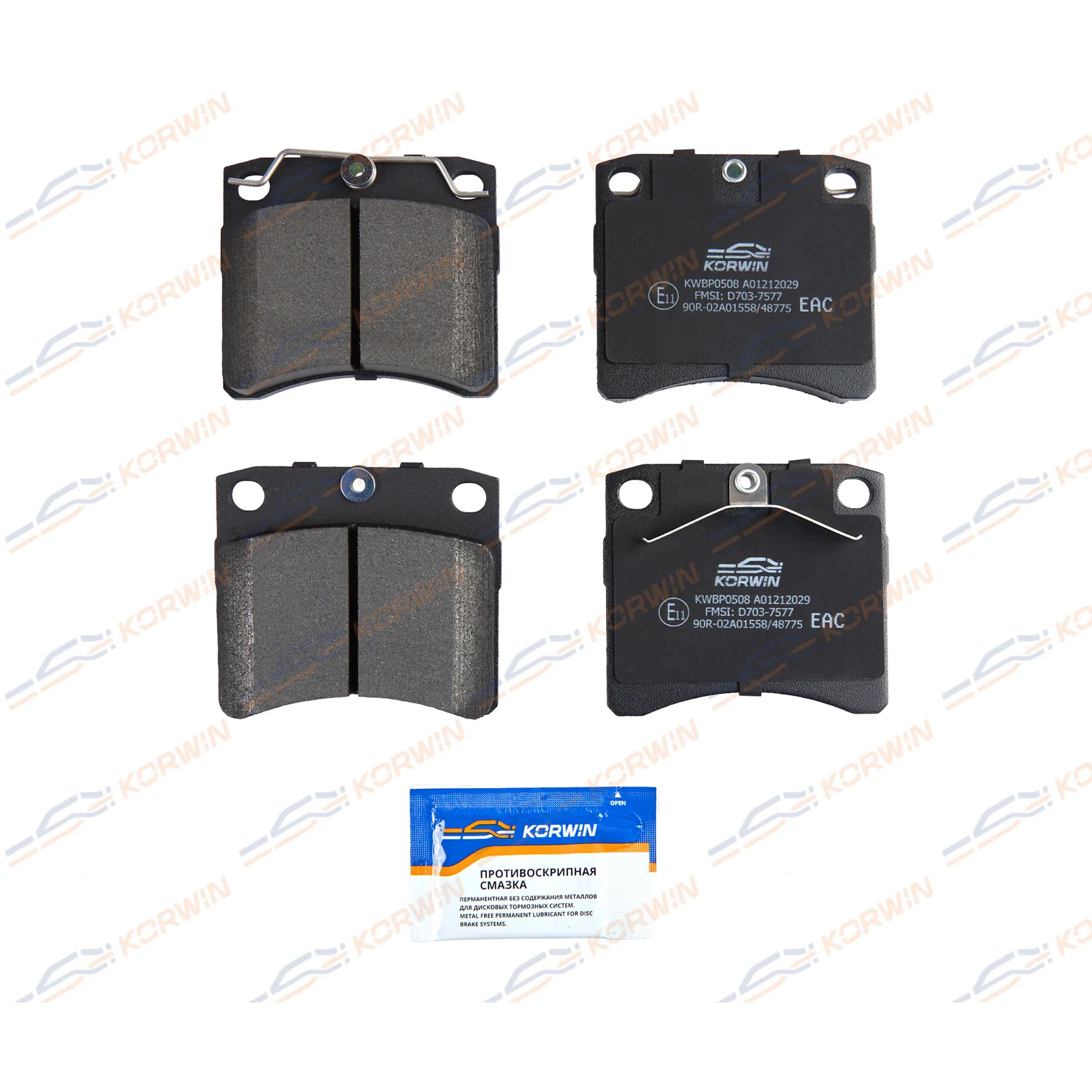 Колодки тормозные перед. VW T4 90-03 (+диск 15) KORWIN KWBP0508