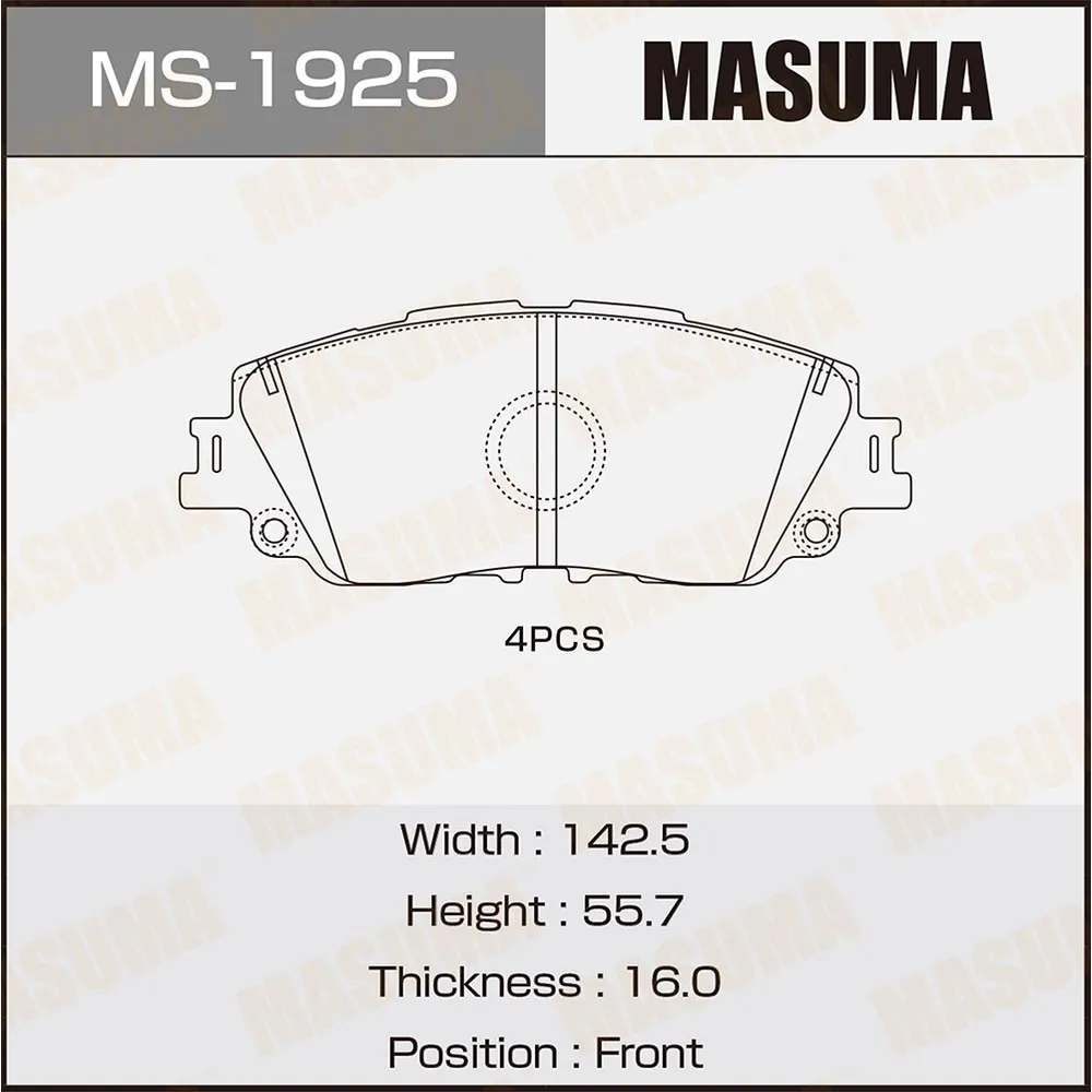 Колодки передние TOYOTA Avalon/Camry V70/Rav4 V / LEXUS ES/UX 18-> MASUMA MS-1925