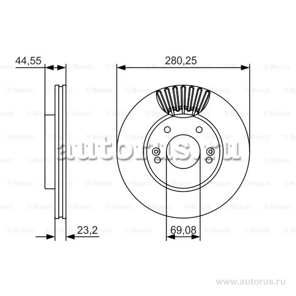 Диск тормозной передний BOSCH 0 986 479 A12