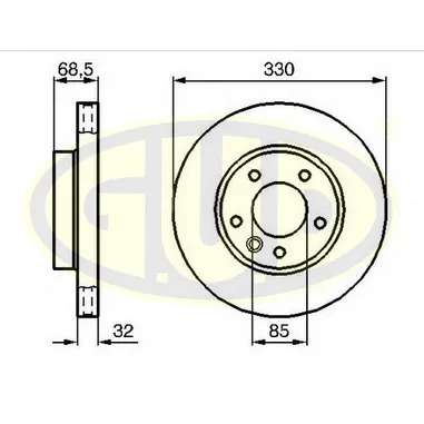 Диск тормозной AUDI Q7/PRS CAYENNE/VW TOUAREG передний вент R (D330MM) G.U.D GDB132118