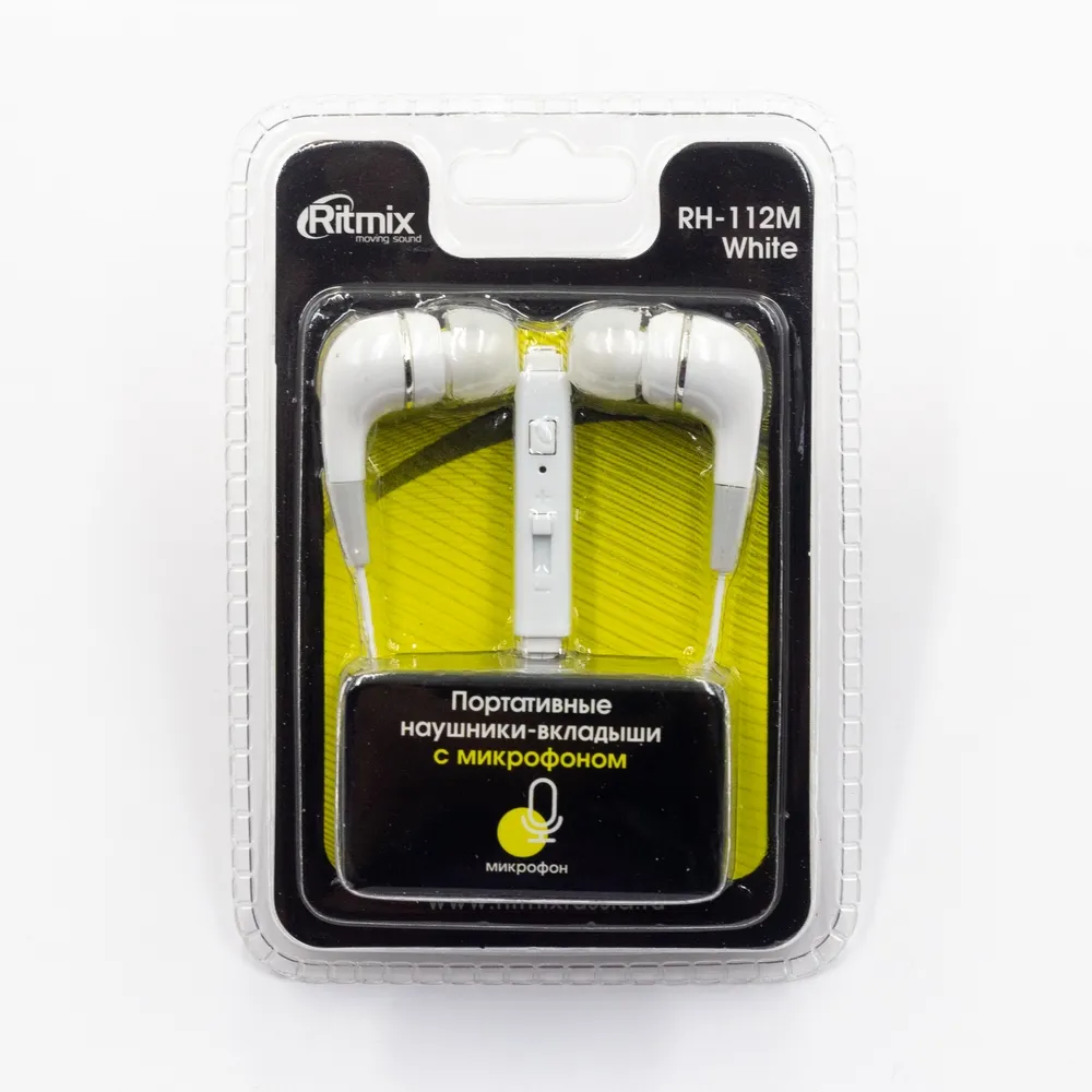 Наушники RITMIX RH-112M white, 1,2 м Ritmix 15118382