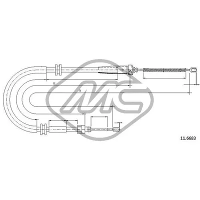 Трос ручника KANGOO II ALL (DRUM BRAKE) DX/SX-RH/LH Metalcaucho 83116