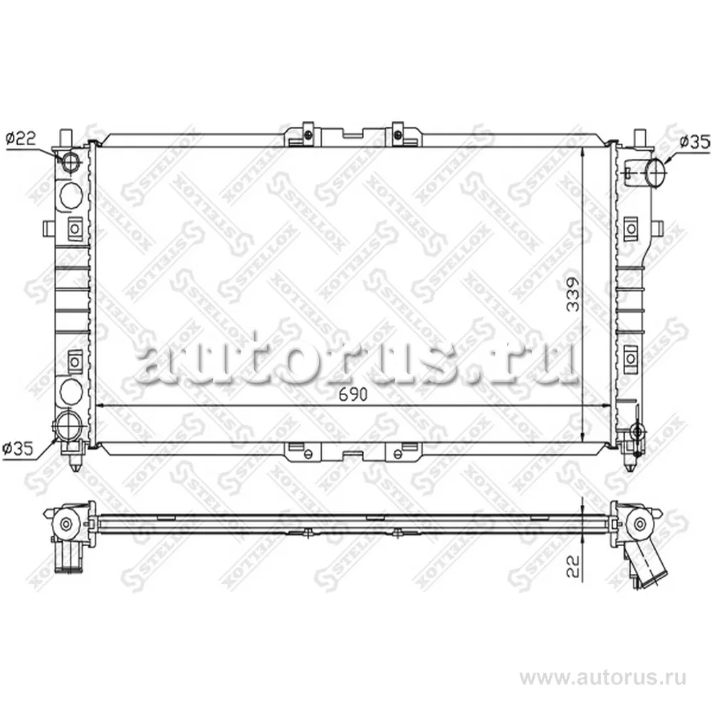 Радиатор системы охлаждения МКПП Mazda 626/MX6 2.5i 94-97/Xedos 6 STELLOX 10-25859-SX