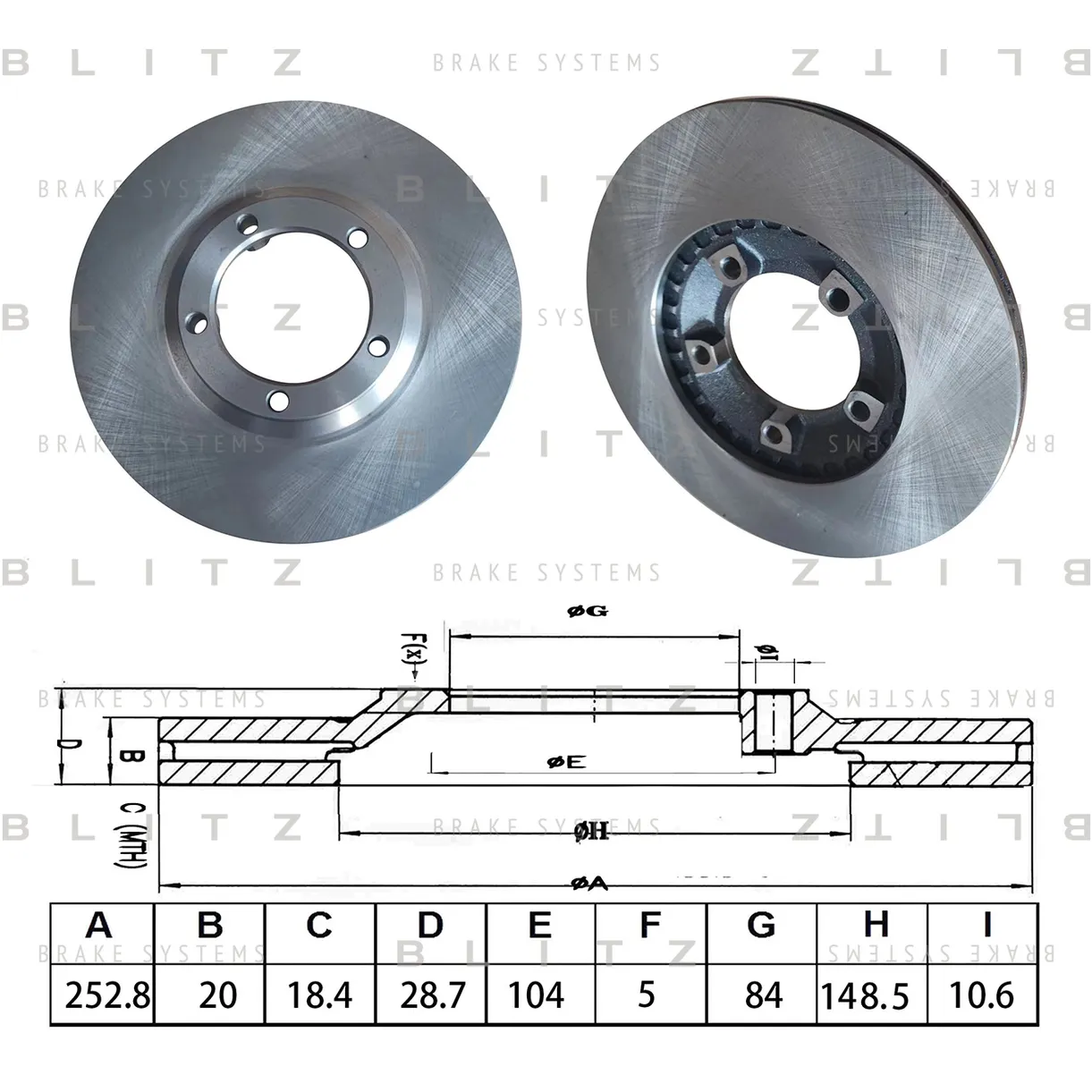 Диск тормозной передний вентилируемый HYUNDAI GRACE 93-04/ H1/STAREX 97-07/ H100 93-00/ BLITZ BS0677