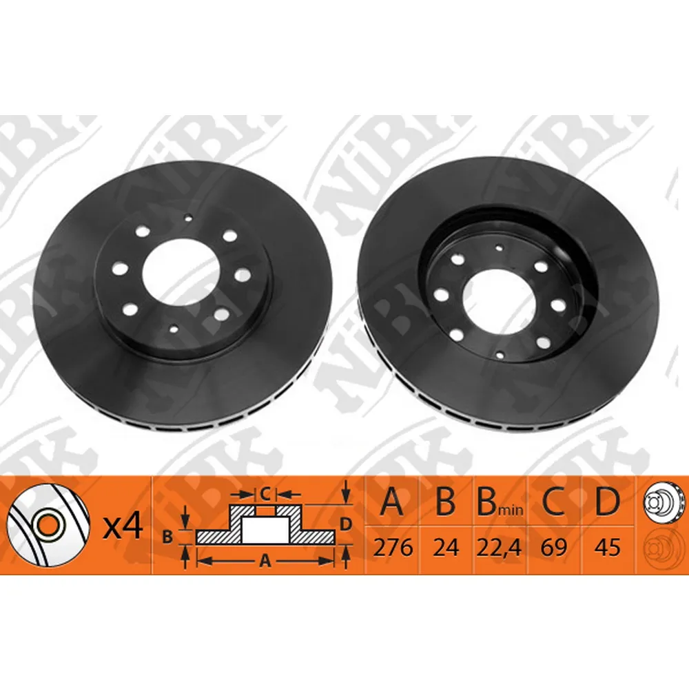 Диск тормозной передний MITSUBISHI GALANT VI/VII/VIII 88-04/LANCER 92-96 NIBK RN1184