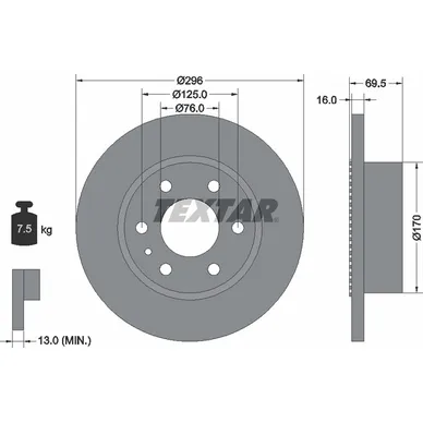 Диск тормозной задний стандартный IVECO TEXTAR 93177500