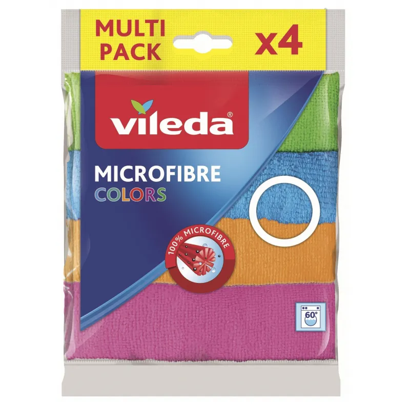 Салфетки хозяйственные Vileda Колорс из микрофибры 4шт/уп 1508311