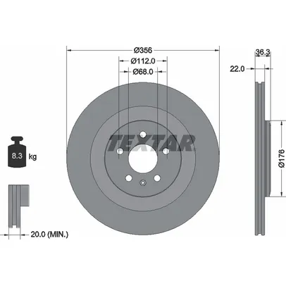 Диск тормозной задний AUDI A6(C7)/ A7/A8 III 2011-> /VENT D=356MM TEXTAR 92241803