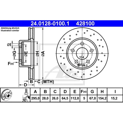 Диск тормозной передний MB W204 ATE 24.0128-0100.1