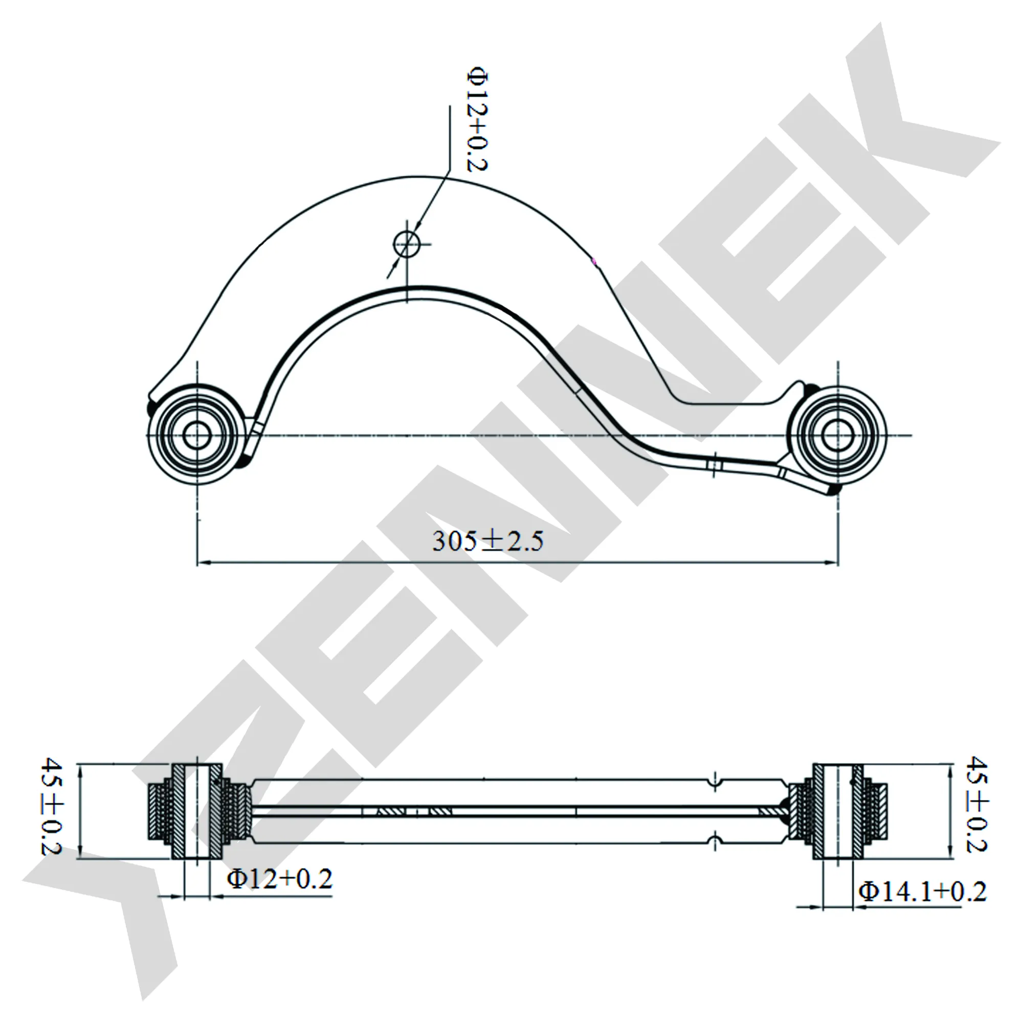 Рычаг задний верхний левый/правый AUDI A3, VW GOLF V/PASSAT B6/TOURAN 03 ZENNEK DCA0143