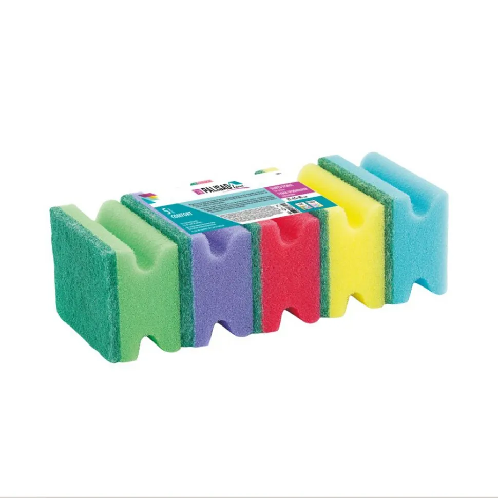 Губки для посуды профильные Comfort, 87x65x40 мм, 5 шт., Home Palisad