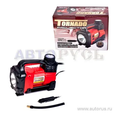 Компрессор с фонарем 10Атм 35л/мин 180Вт 12А 12В TORNADO AC590 PROJECTOR