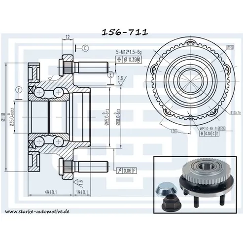 Ступица передняя VOLVO 960 II / S90 --05.98 с ABS STARKE 156-711
