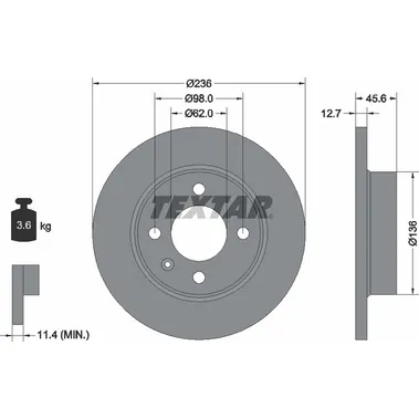 Диск тормозной передний стандартный SKODA TEXTAR 92065700