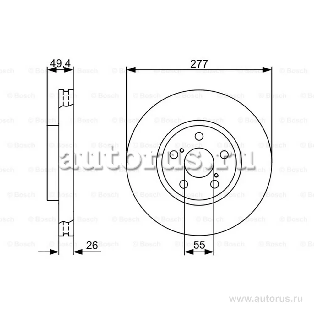 Диск тормозной передний BOSCH 0 986 479 340
