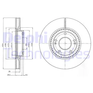 Диск тормозной HYUNDAI I30 07- R16 передний вент.D=300 мм. DELPHI BG4251