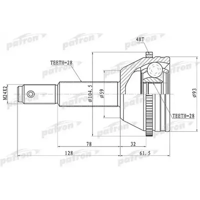 ШРУС наружн к-кт 28x59x28 ABS:48T FORD: TRANSIT 2.2 TDC PATRON PCV1674