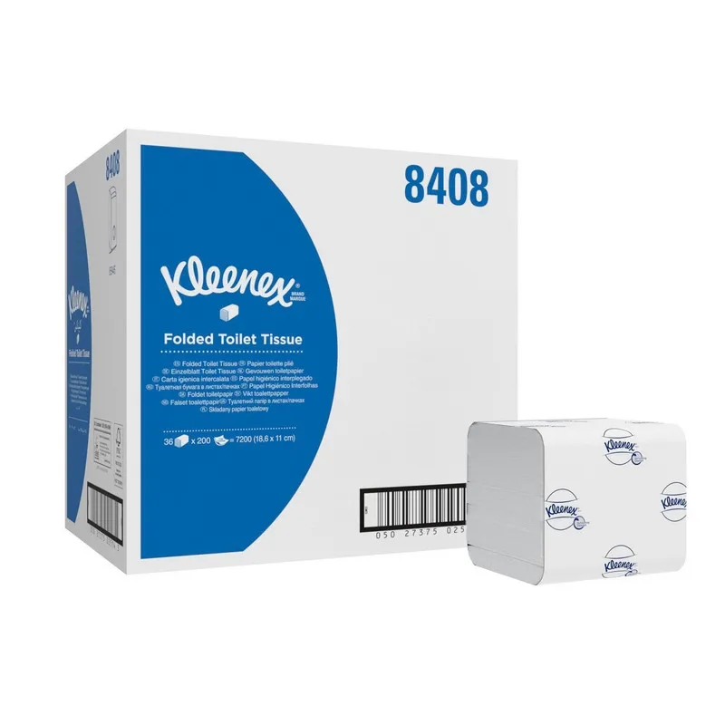 Бумага туалетная листовая д/дисп KK Kleenex 2сл бел 200лист 36 пач. 8408 554697
