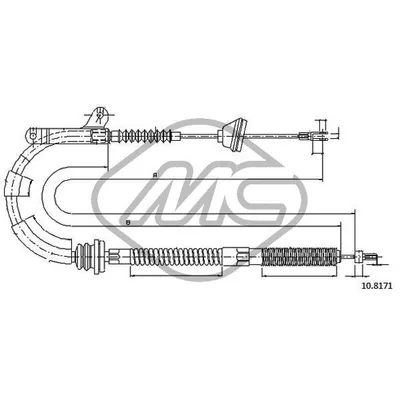 Трос ручника 940-960 ALL SX L Metalcaucho 83574