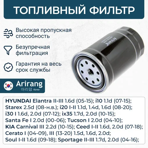Фильтр топливный Hyundai (Santa Fe I 00-12/Tucson I 04-10/Elantra I ARIRANG ARG323399