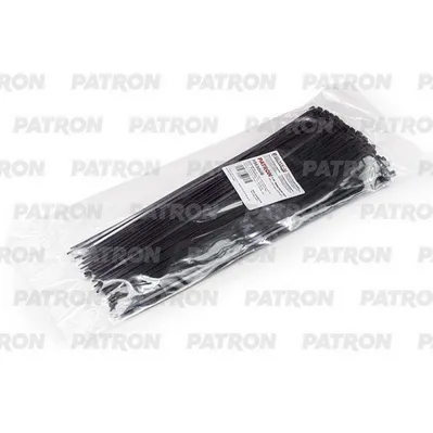 Комплект пластиковых хомутов для 3.6 х 300 мм, 100 шт, Nylon 6.6, черные PATRON P36300B