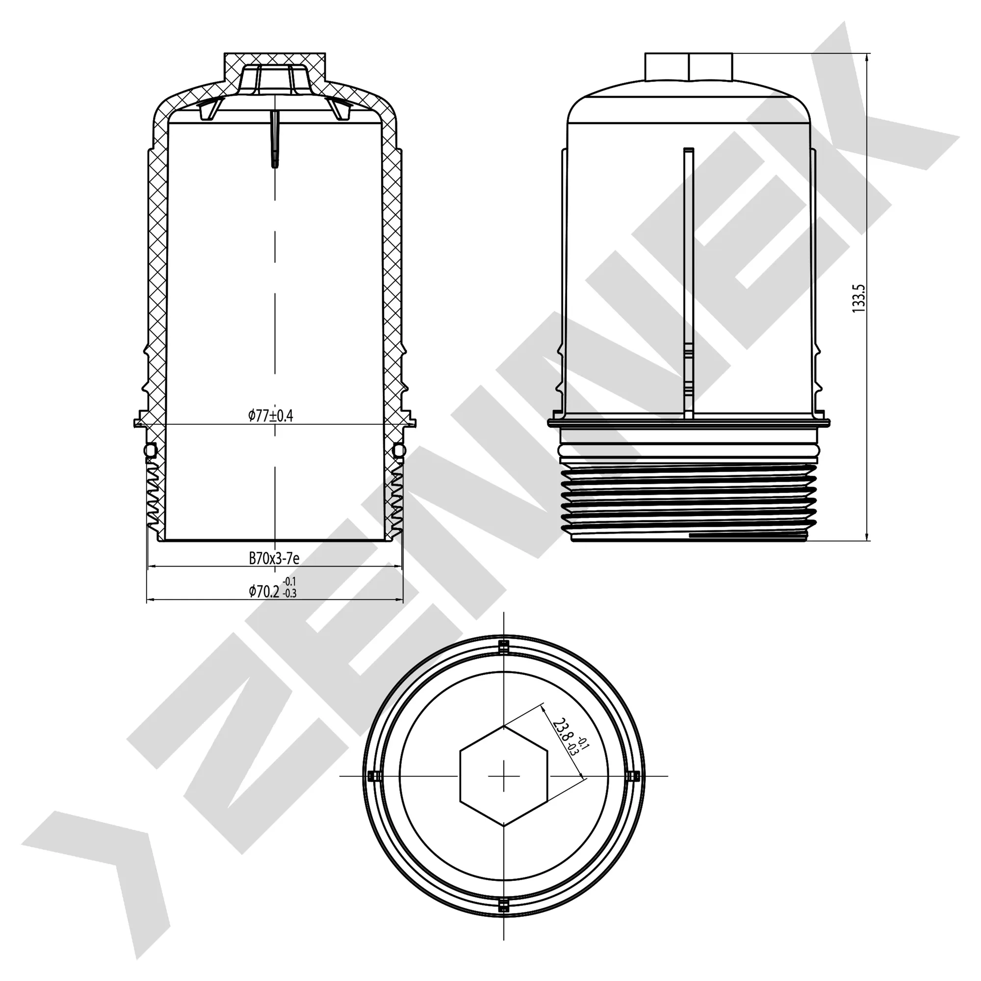 Крышка корпуса масляного фильтра DSG ZENNEK DOC0033
