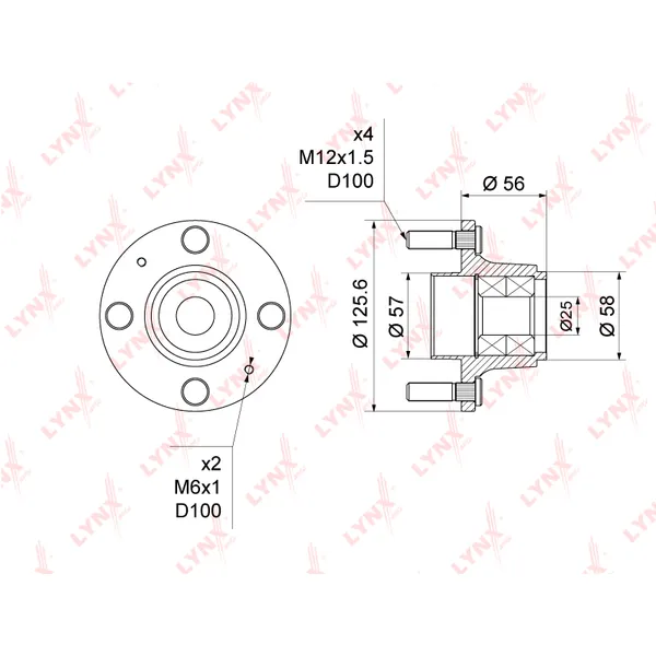 Ступица в сборе без ABS LYNXauto WH-1363