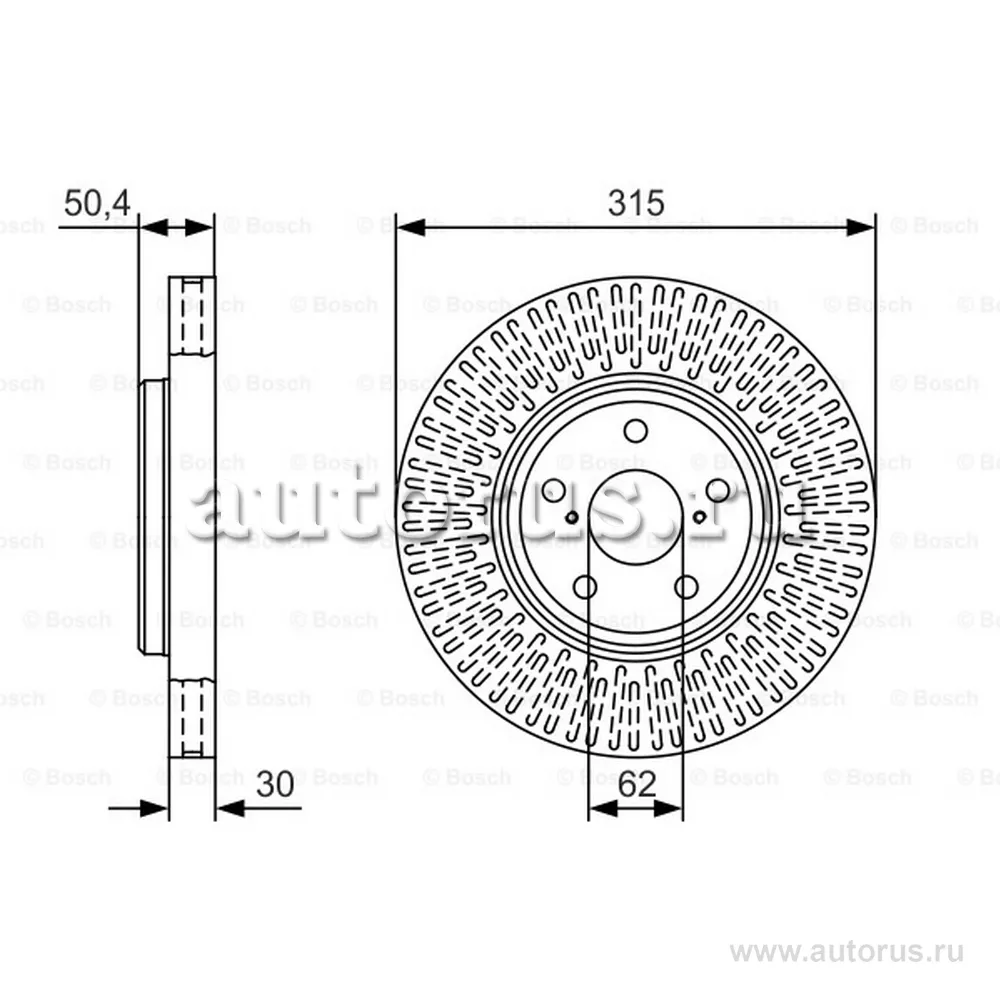Диск тормозной передний, TOYOTA CELSIOR BOSCH 0986479T40