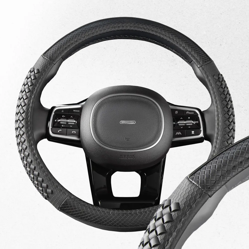 Оплетка на руль Combo-11 экокожа, Черная M; SKYWAY SKYWAY S01102471