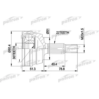 ШРУС наружн к-кт 22x51x30 AUDI: 80/90 8.80-4.88, VW: PA PATRON PCV1096