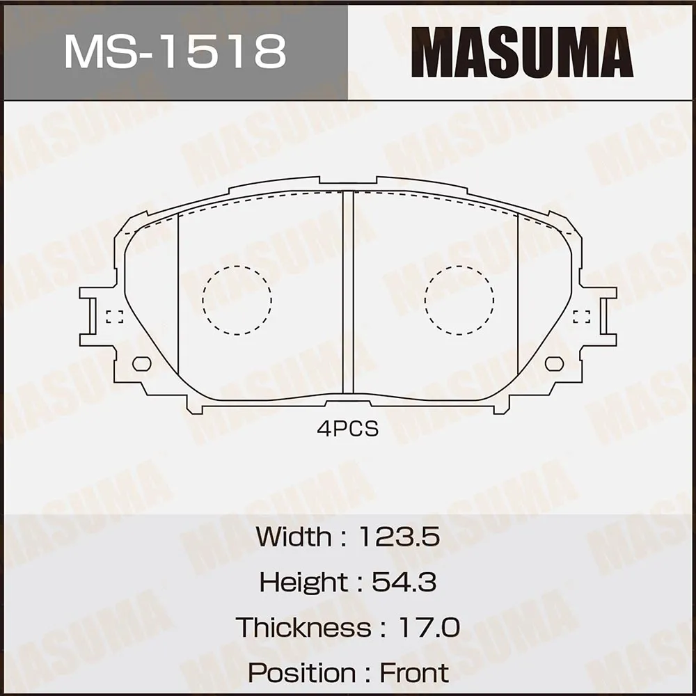 Колодки передние TOYOTA BELTA MASUMA MS-1518