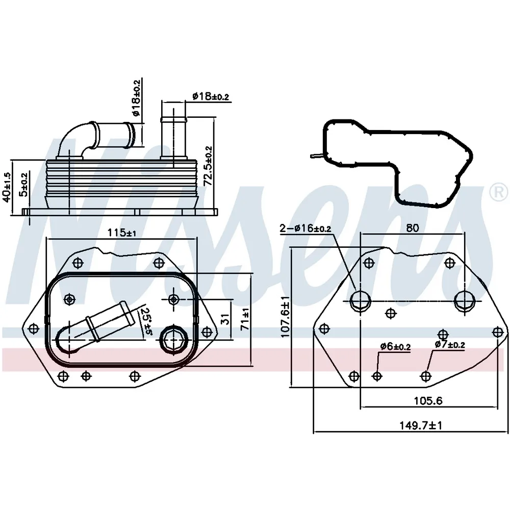 Охладитель масла CITROEN C8 (EA, EB) (02-) 2.2 HDi NISSENS 90808