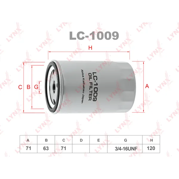 Фильтр масляный LYNXauto LC-1009