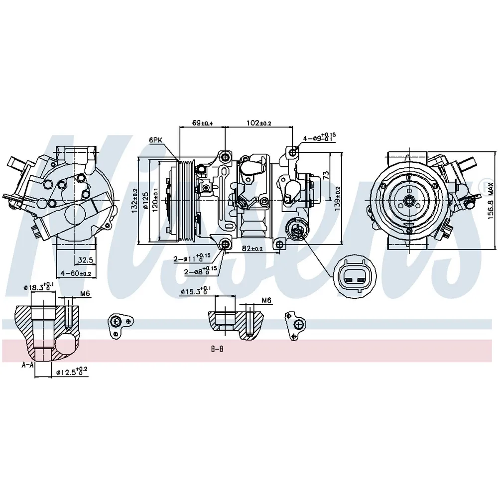 Компрессор кондиционера TOYOTA AURIS (07-) 1.6 I 16V (+) NISSENS 89314