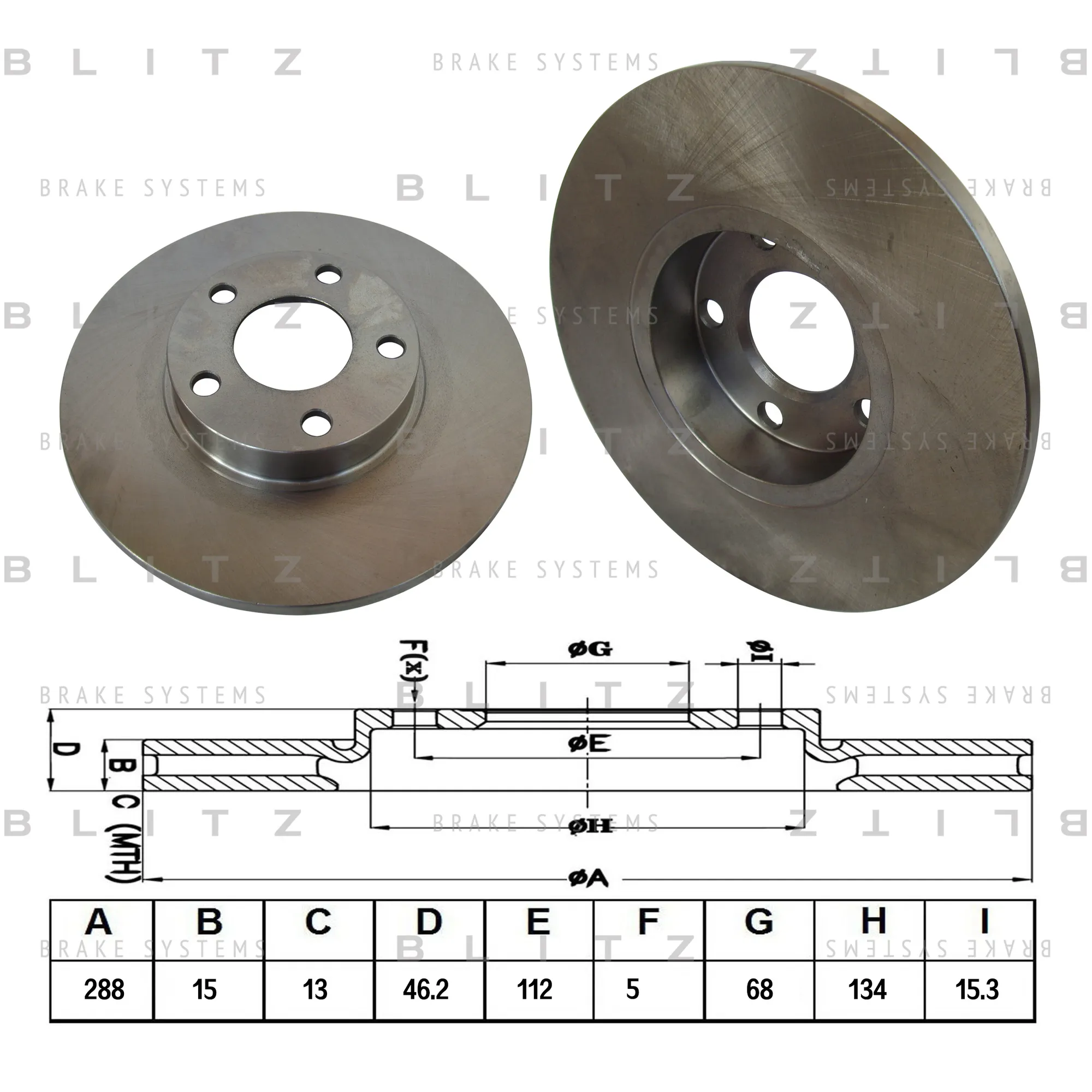 Диск тормозной передний AUDI 100/A4/A6 90-> BLITZ BS0128