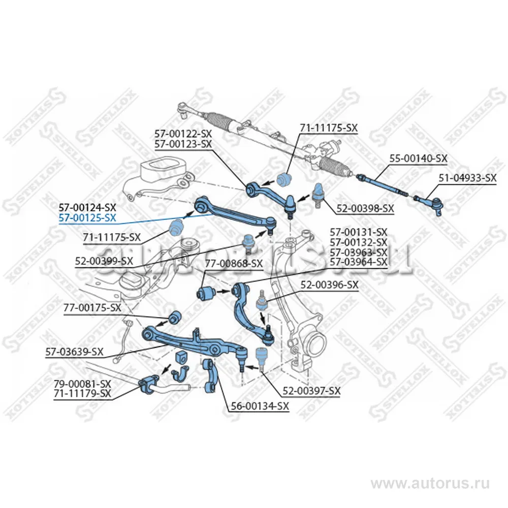 Рычаг передний верхний правый Audi A6 all 04>/A8, VW Phaeton all 0 STELLOX 57-00125-SX
