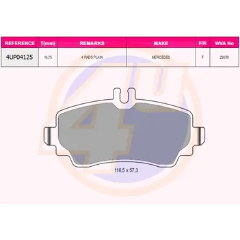 Колодки передние MER W168 A-CLASS 1.4-2.1 97- 4U 4UP04125