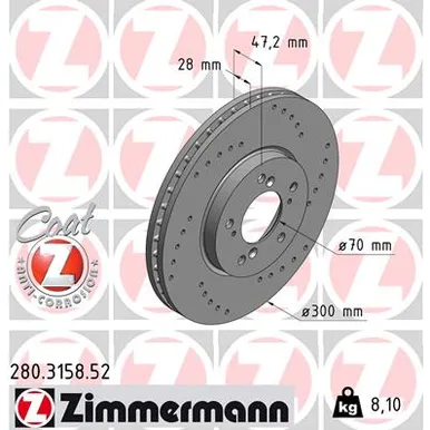 Диск тормозной ZIMMERMANN 280315852
