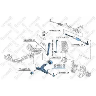 Рычаг передний правый в сборе Chevrolet Cruze 1.6 83Kw/Cruze 1.8 1 STELLOX 57-03962-SX