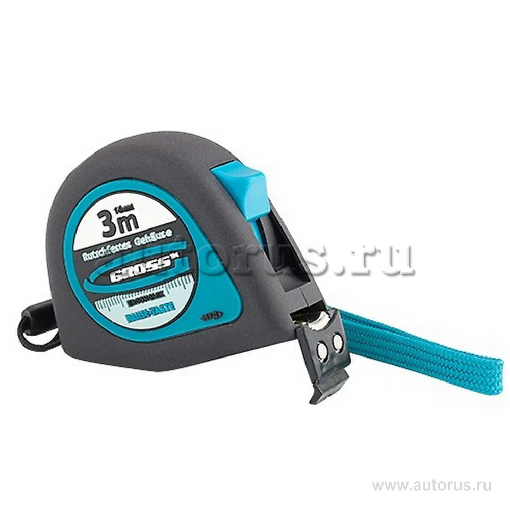 Рулетка Ergonomisch, 3 м x16 мм, магнитный обрезиненный зацеп GROSS 31101