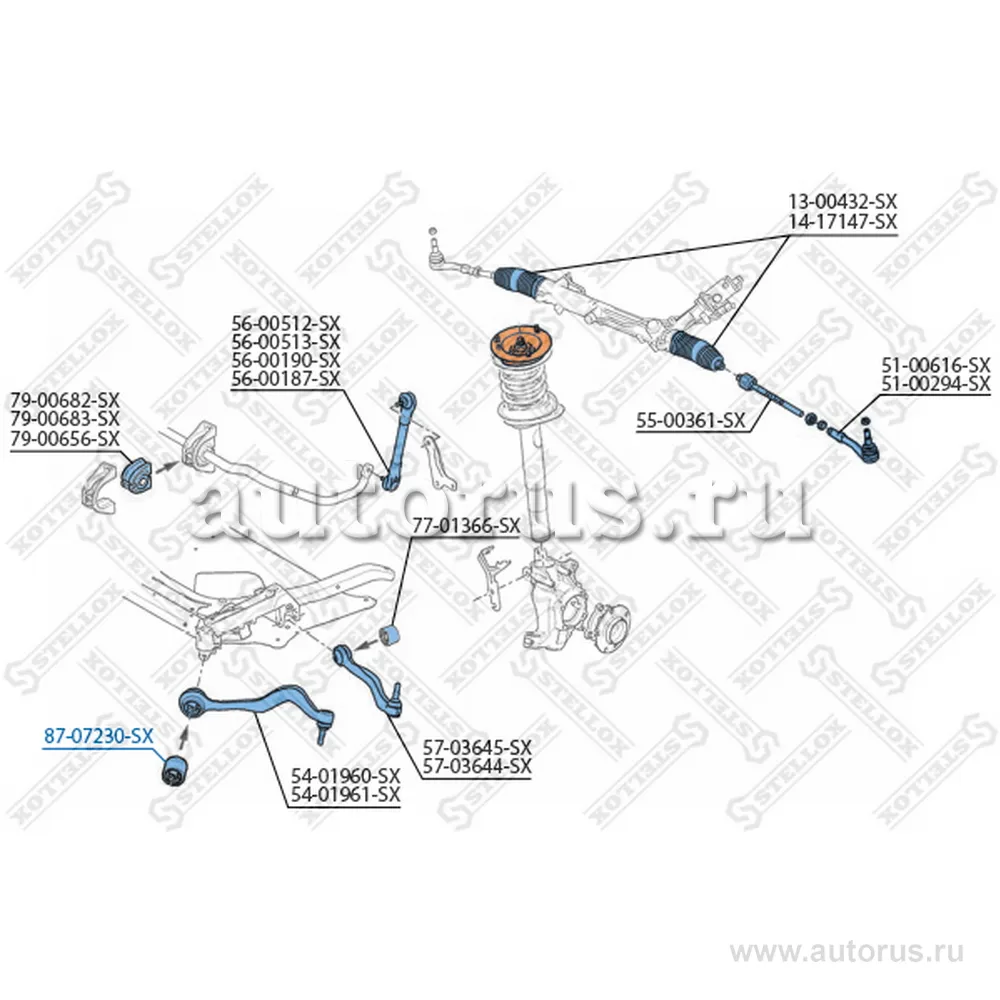 Сайлентблок рычага перед нижн. BMW 5 E60 03> STELLOX 87-07230-SX