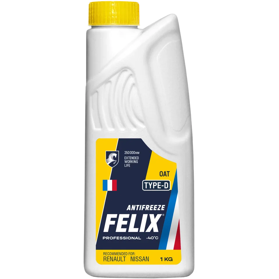 Антифриз Felix Type D G12+ готовый -40 желтый 1 кг 430206332