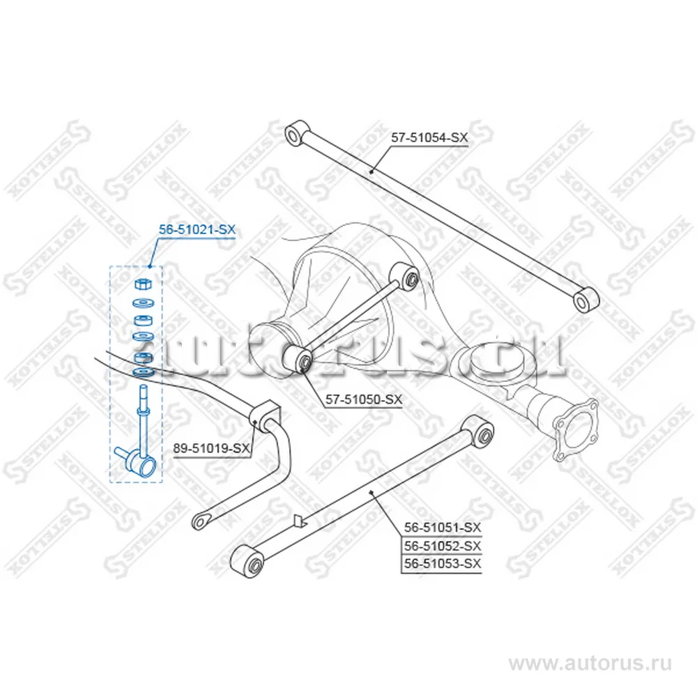Тяга стабилизатора заднего Hyundai Terracan all 01> STELLOX 56-51021-SX