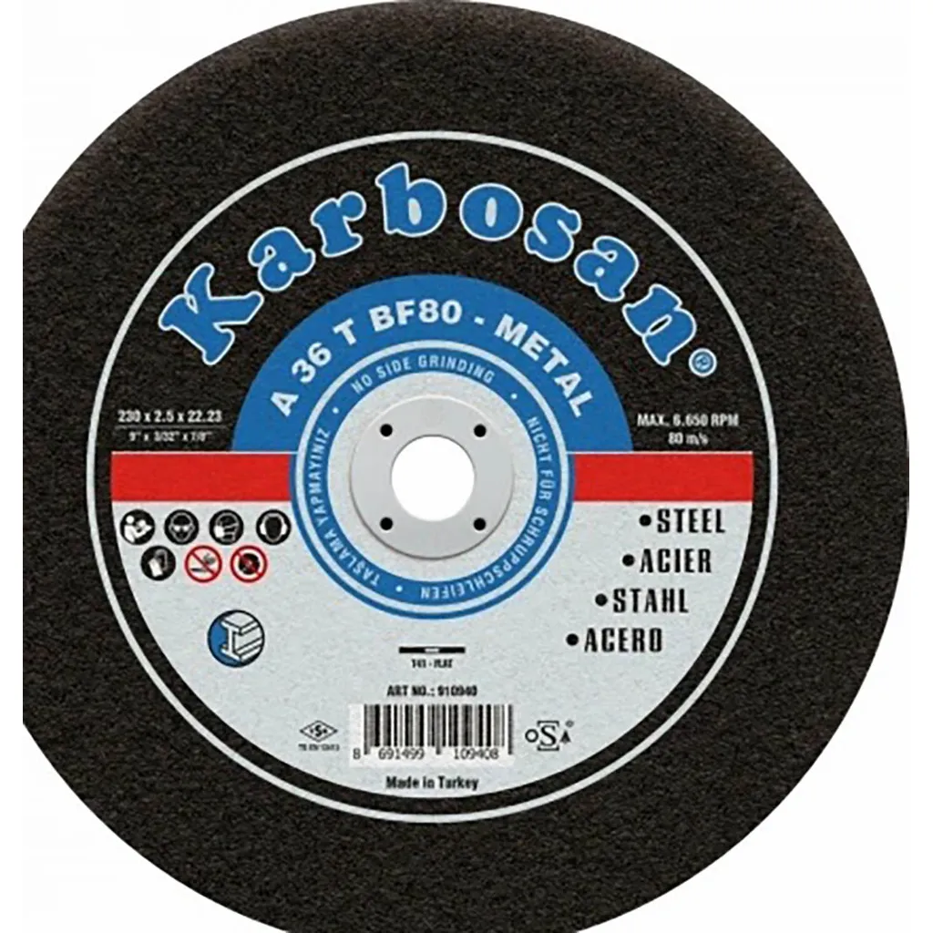 Диск отрезной по металлу Karbosan (230х2,5х22) (Арт.910940) A36TBF KARBOSAN KAR-910940