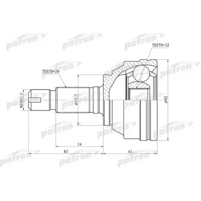 ШРУС наружн 28x57,7x32 LAND ROVER: FREELANDER 4WD 02-05 PATRON PCV6893